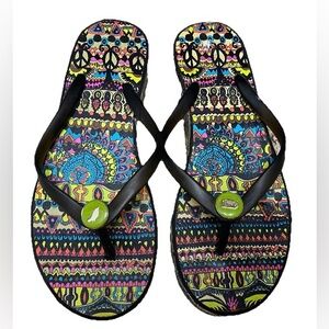 Sakroots women's size 7.5 platform sandals colorful artsy art to wear shoes